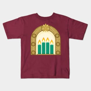 Four Advent candles lit in anticipation of the birth of Jesus Christ Kids T-Shirt